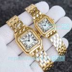 AAA Replica Panthere De Cartier Swiss Quartz Watches Yellow Gold with Diamonds